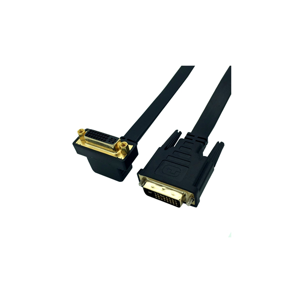 Flat Slim 90 degree DVI 24+5 Female to DVI 24+1 Male extension Cable