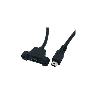 Screw Lock Panel Mount Mini USB 2.0 Male to Female Cable