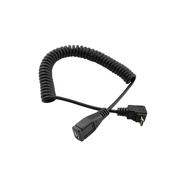 Spiral Coiled Micro USB B 5 Pin 5P UP angle Male to Female Cable