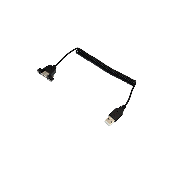 USB 2.0 A Female Panel Mount to A male extension coiled Spiral cable