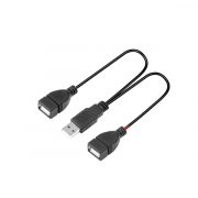 USB 2.0 A MALE TO 2 DUAL USB FEMALE SPLITTER HUB POWER CORD ADAPTER CABLE