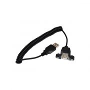 USB 2.0 Type A Male to Type A female Coiled Cable with screw locks