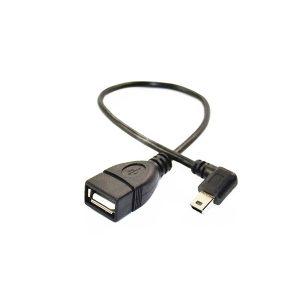 90 Degree Right Angle mini B male to USB A female OTG Cable