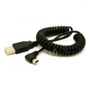 USB בזווית שמאל 2.0 Mini B male to A male sprial coiled Cable