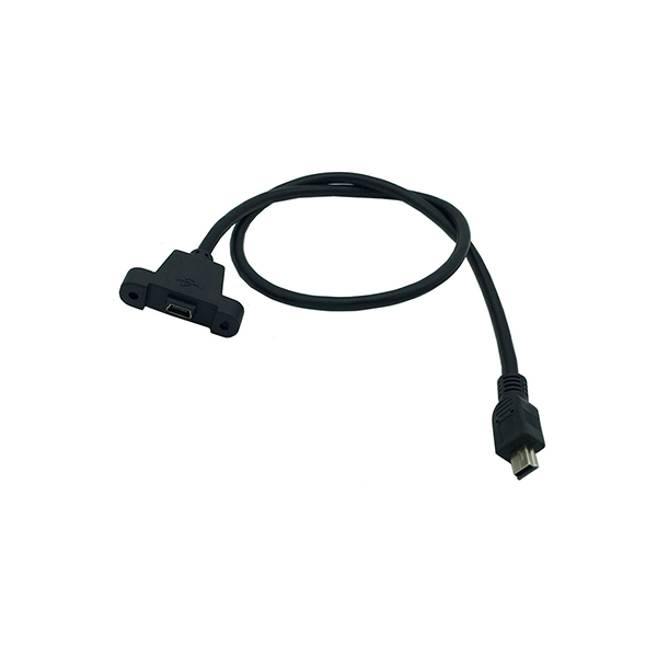 mini-USB 5 Pin żeński do montażu panelowego na mini męskim kablu