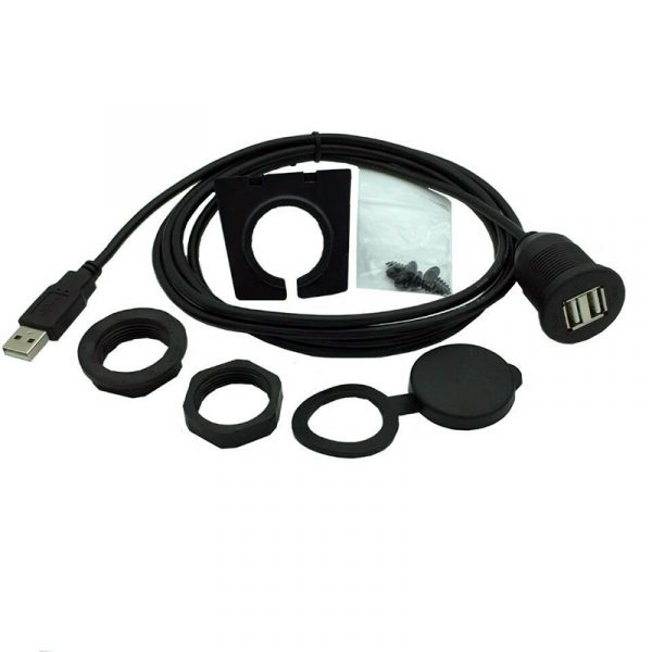 USB 2.0 to Dual USB Extension Molded Panel Mount Port Cable