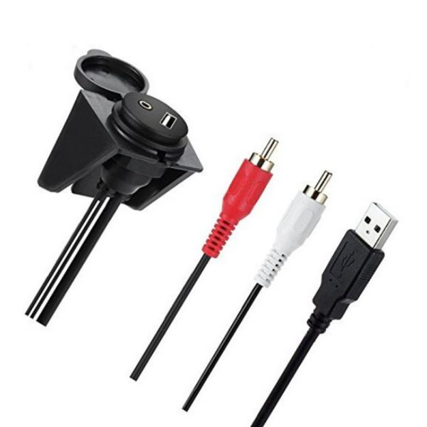 2 RCA Male naar 3,5 mm USB2.0 Female Car Mount Flush-kabel