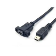 5pin mini USB 2.0 extension cable with screws panel mounting hole