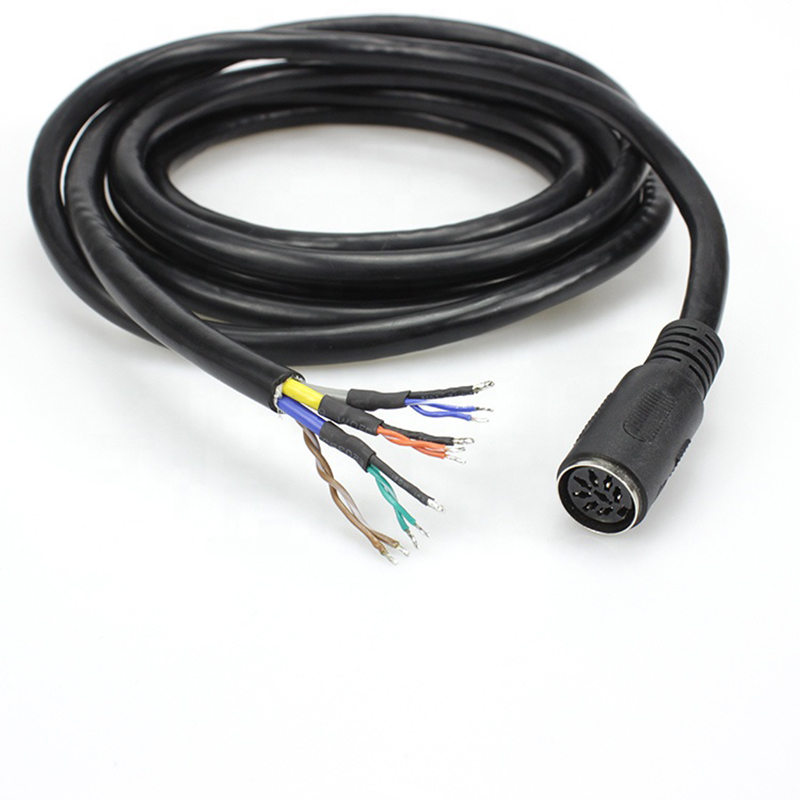 Système de microphone Din 8 broche femelle ouverte Pigtail Cable