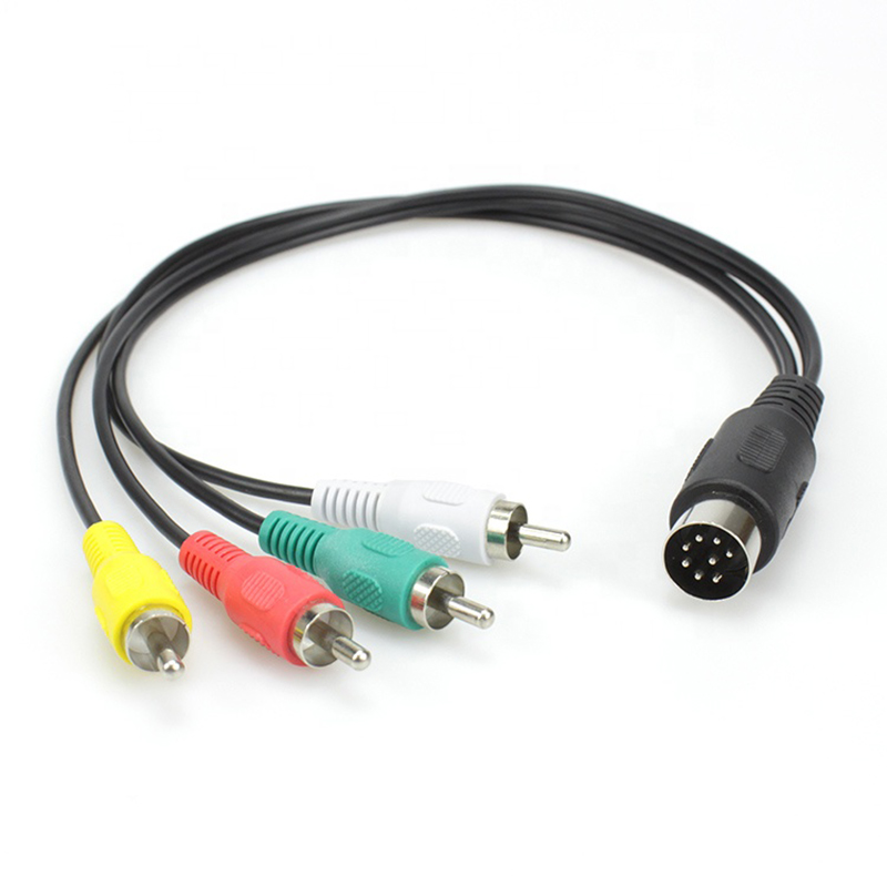 8 Pin Mini Din Connector To Four RCA Connector Cable