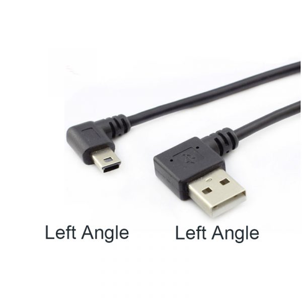 90 stupeň USB 2.0 A Muž až Mini B 5 Pin levoúhlý kabel