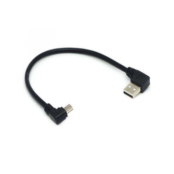 90 degree USB 2.0 A to Right Angle Mini B 5 Pin Cable