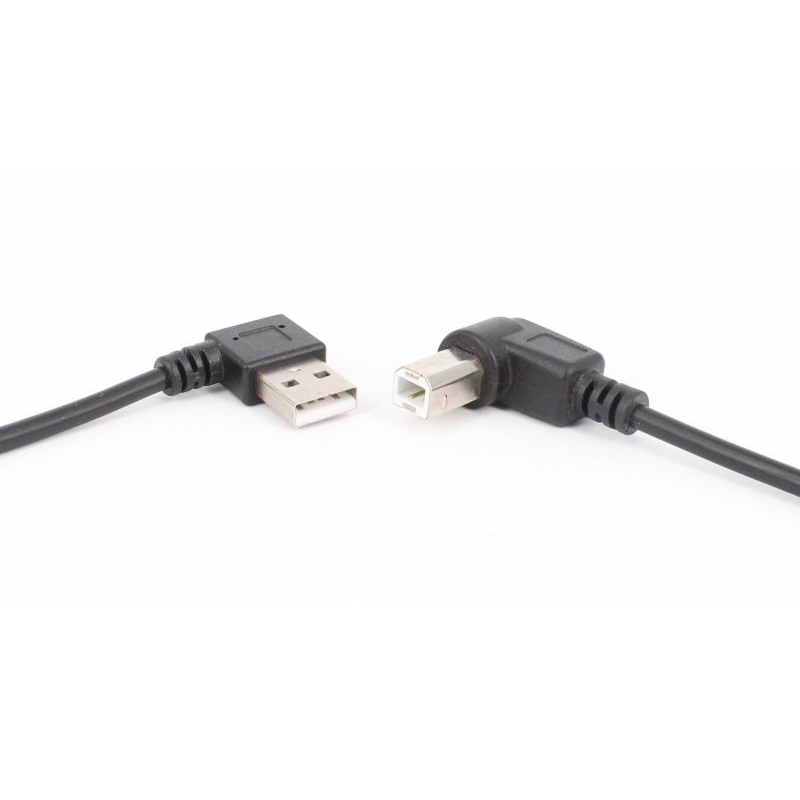 USB 2.0 A Male Left Angle to B Male Right Angle 90 Degree Cable