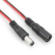Black Red DC5521 Male to Female Power Cord