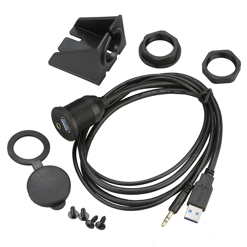 USB 3.0 3.5mm AUX Car Waterproof Panel Mount Cable