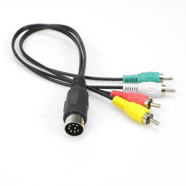 DIN 8-pin To 5 x RCA Phono samec audio kabel