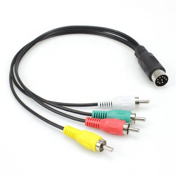 Din Socket 8 Pin to 4x Rca Plug Phono Cable