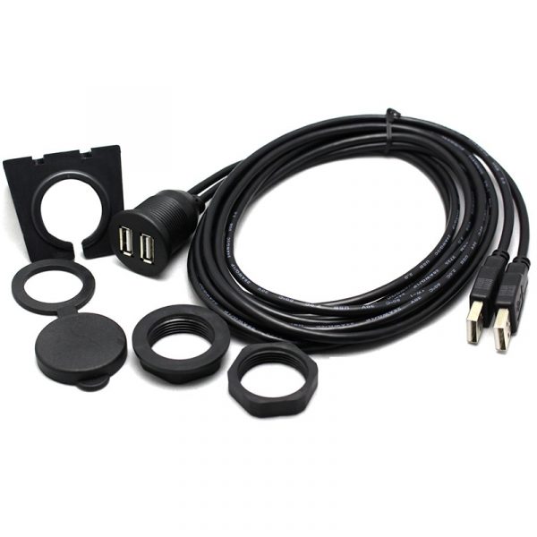 Dual USB 2.0 Male to Female Cable With Flush Mount Panel