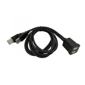 Dual USB 2.0 Male to Female Dash Pannel Waterproof Cable