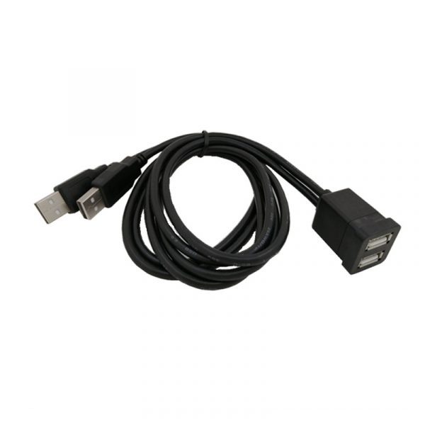 Dual USB 2.0 Male to USB 2.0 Female Cable With Flush Mount Panel