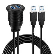 Dual USB 3.0 Extension Waterproof Line Car Charger Cable