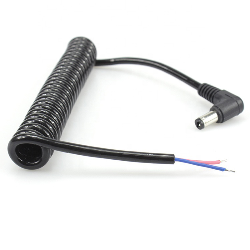 90 градусов DC5,5 x 2,1 мм Соединительный спиральный кабель с косичками