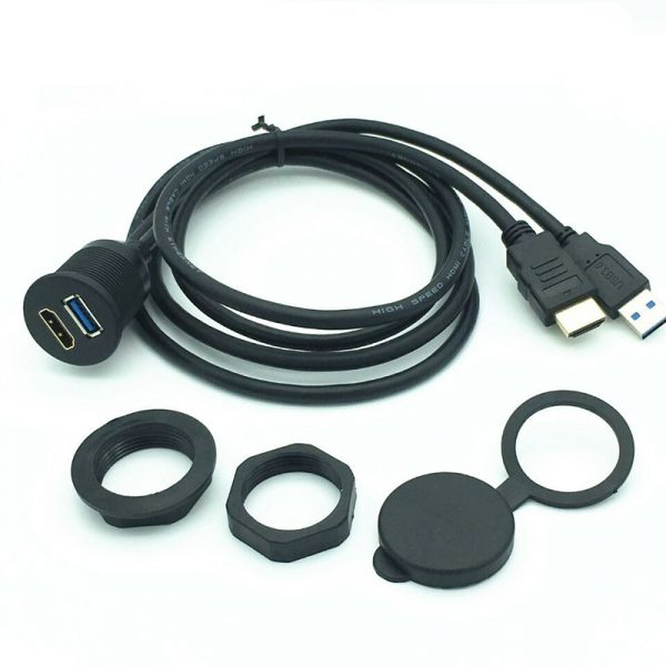 HDMI USB 3.0 Car Dashboard Panel Flush Mount Cable