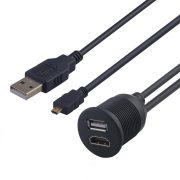 Panou de montare pe mașină IP67 USB 2.0 Micro HDMI Cable