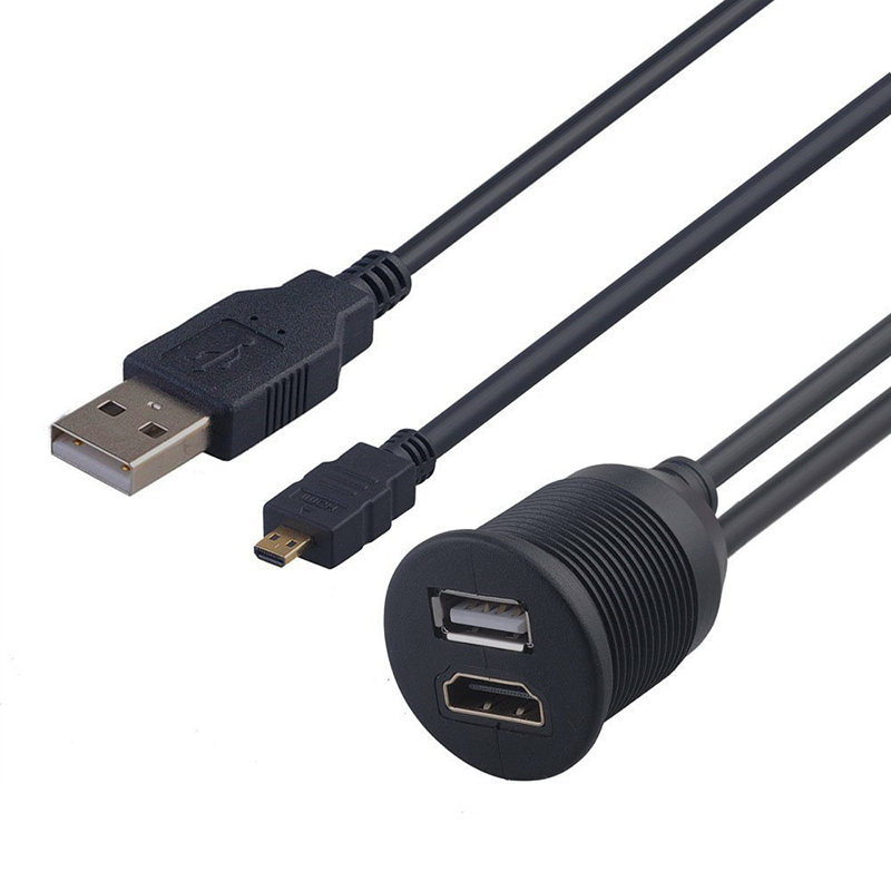 マイクロHDMI-USB2.0HDMIフラッシュマウント防水ケーブル