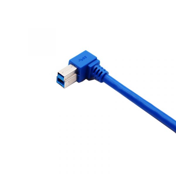 Left Angle USB 3.0 B Male to USB 3.0 Female Panel Mount Cable