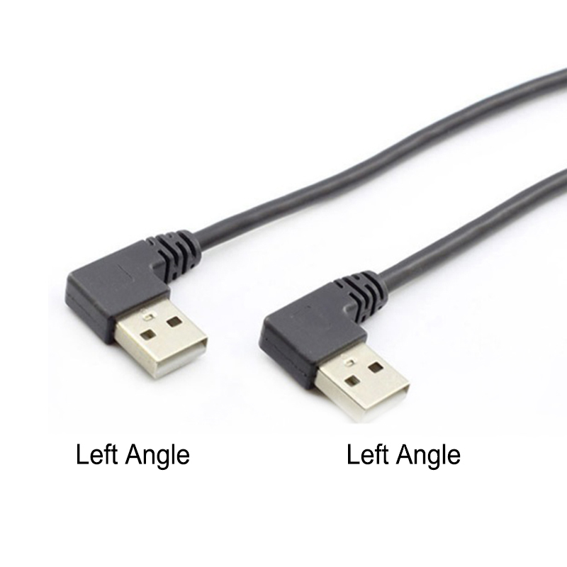 28AWG USB 2.0 Câble de type A à angle gauche vers câble de type A à angle gauche