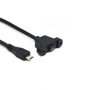 Panel Mount Micro USB 2.0 B Female To Micro USB 5 Pin Male Cable