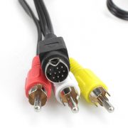 Mini DIN 10 Fixar em 3 RCA Male TO Male Audio Video Cable
