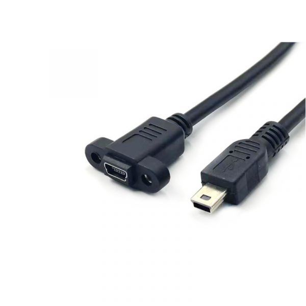 Cable de montaje en panel USB2.0 Mini B macho a Mini B hembra