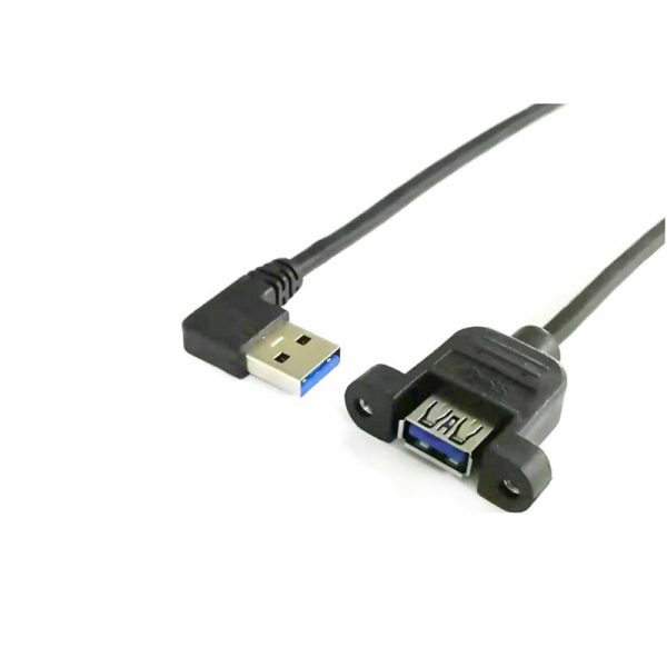 Right Angle USB3.0 A Male to Female Screw Lock Cable