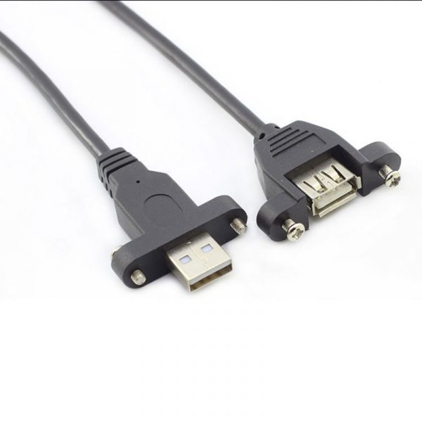 Screw lock USB 2.0 A male to Panel Mount Female Cable