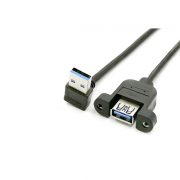 USB 3.0 A Female Jack Panel Mount to Male Up Angled Cable