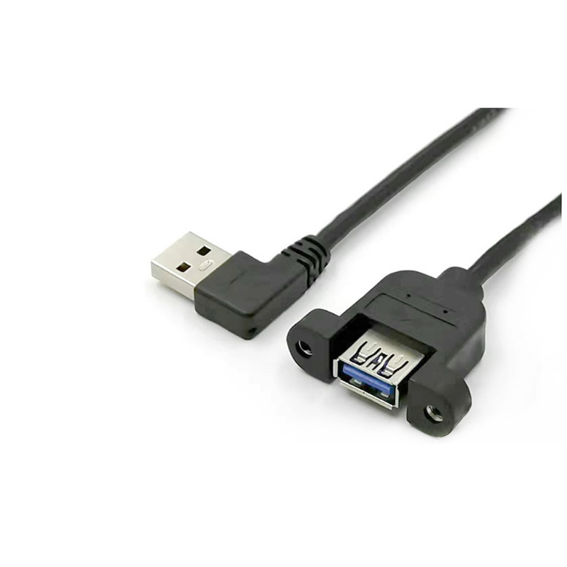 USB 3.0 A Female Panel Mount to A Male Left Angle Cable
