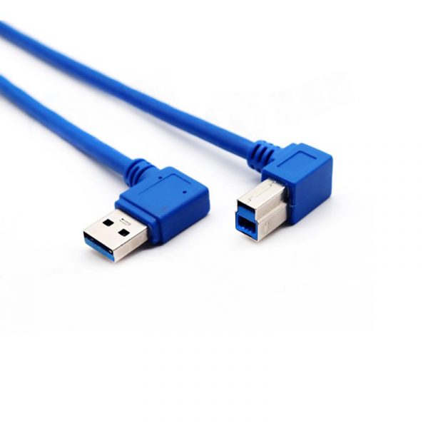 USB 3.0 A Male 90 Degree to USB 3.0 B Male Right Angle Cable