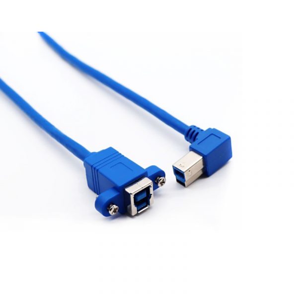 USB 3.0 B Female Panel Mount to B Male Left Angle Cable