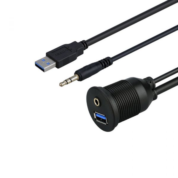 USB 3.0 Flush Mount Extension Cable and 3.5mm AUX Cable
