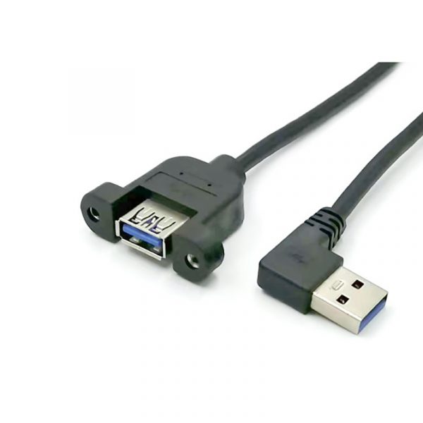 USB 3.0 Panel Mount A Female to Right Angle A Male Cable