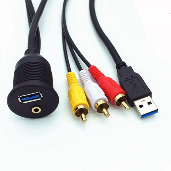 USB 3.0 and 3 RCA to USB3.0 and 3.5mm Female AUX Cable