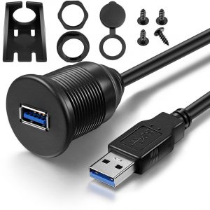 Waterproof USB 3.0 Male To Female AUX Car Mount Flush Cable