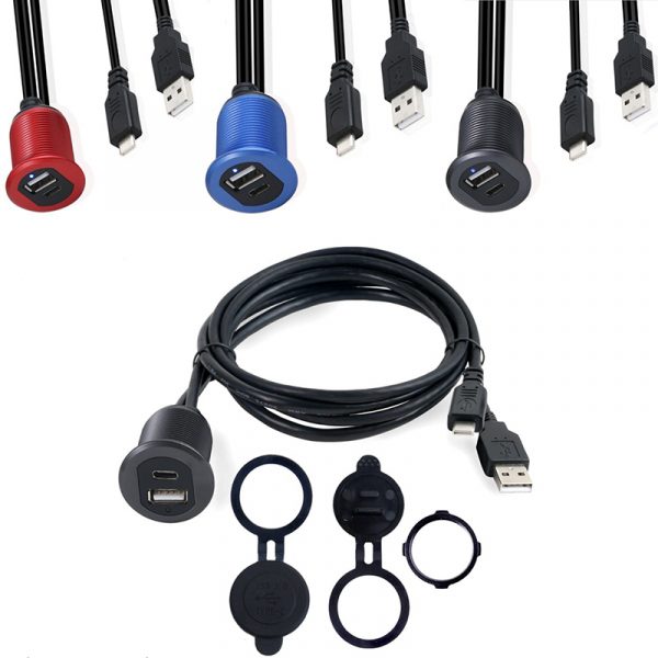 USB-C & USB-A 2.0 Flush Mount LED Waterproof Cable