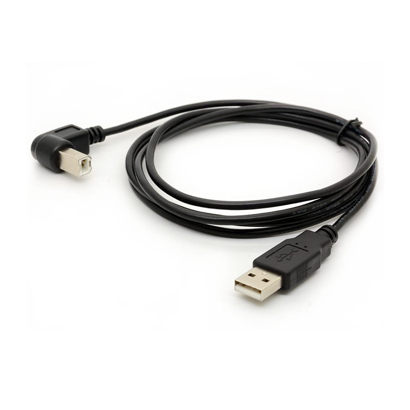 USB 2.0 A mâle vers USB coudé à gauche B mâle 90 degré Câble