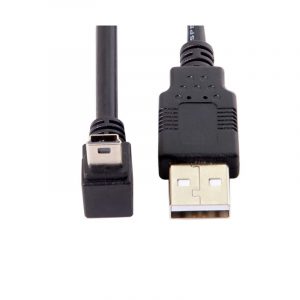 יו אס בי 2.0 A To Down Angle Mini USB 5 Pin Charger Data Cable