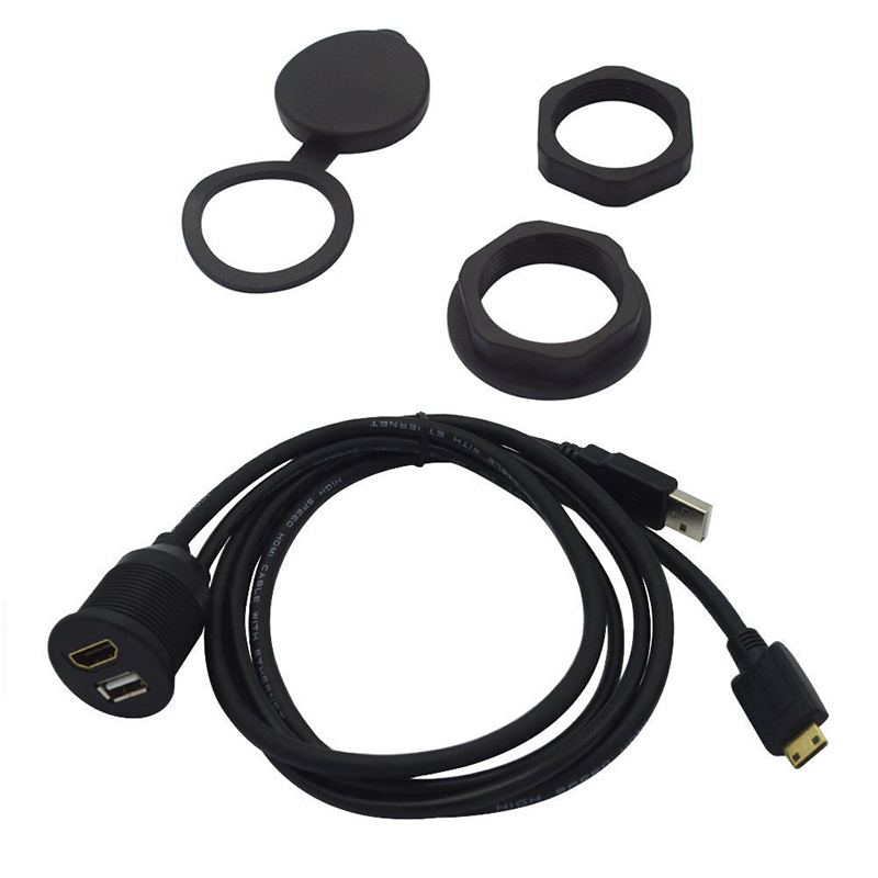 Водонепроницаемый кабель USB2.0 Mini HDMI с креплением на приборную панель