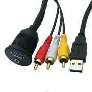USB3.0 3.5mm AUX to USB3.0 3 RCA Flush Mount Waterproof Cable