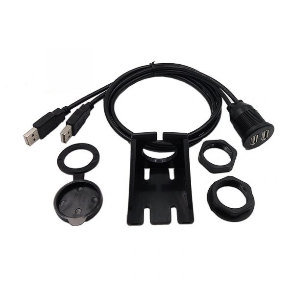 Waterproof Dual USB 2.0 Car Mount Cable for Dashboard Panel